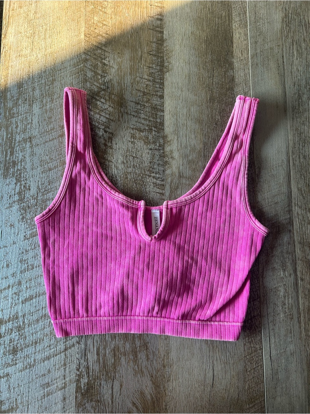 Zenana Outfitters Ribbed Crop Tank Top in Hot Pink